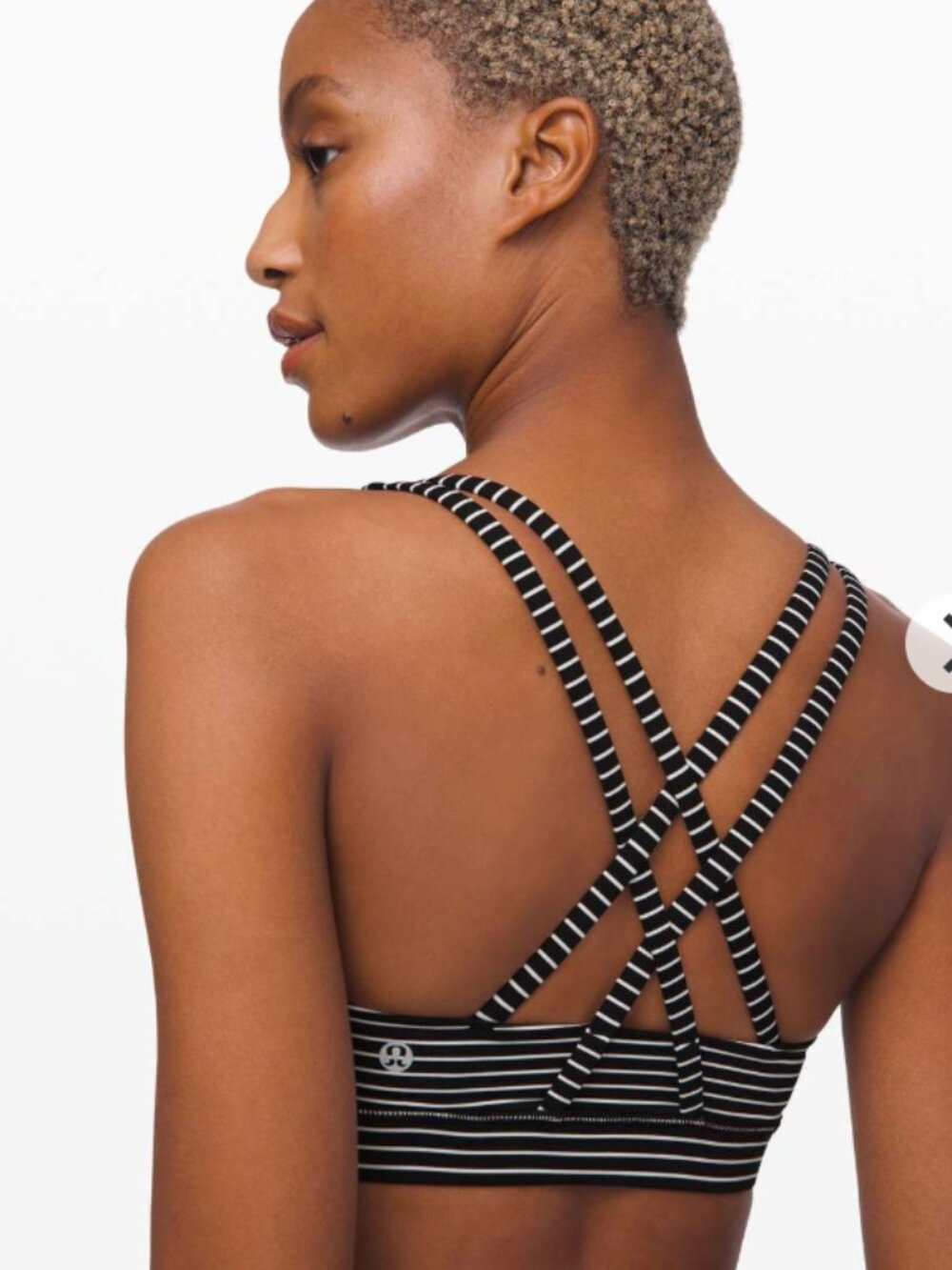 Lululemon Energy Bra Mod Stripe Black White Sz 6